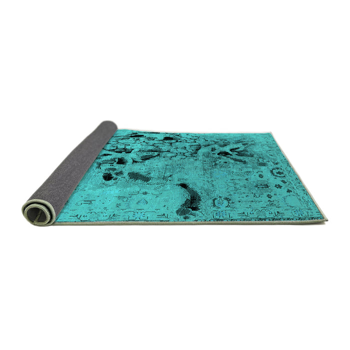 Sideview of Oriental Turquoise Industrial Rug, urb2830turq