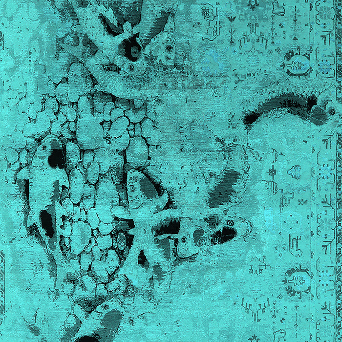 Machine Washable Oriental Turquoise Industrial Area Rugs, wshurb2830turq