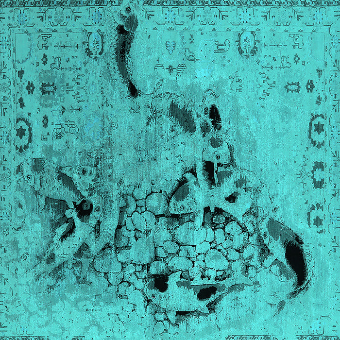 Square Oriental Turquoise Industrial Rug, urb2830turq