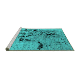 Sideview of Machine Washable Oriental Turquoise Industrial Area Rugs, wshurb2830turq