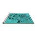 Sideview of Machine Washable Oriental Turquoise Industrial Area Rugs, wshurb2830turq