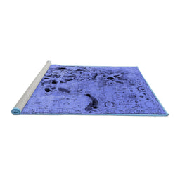 Sideview of Machine Washable Oriental Blue Industrial Rug, wshurb2830blu