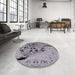 Round Machine Washable Industrial Modern Viola Purple Rug in a Office, wshurb2830