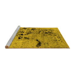 Sideview of Machine Washable Oriental Yellow Industrial Rug, wshurb2830yw