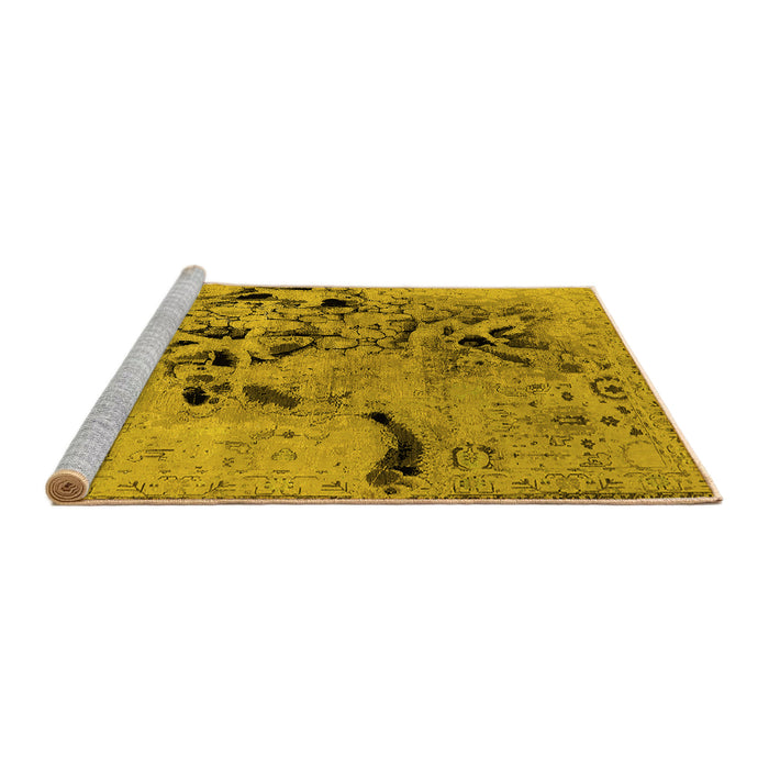 Sideview of Machine Washable Oriental Yellow Industrial Rug, wshurb2830yw