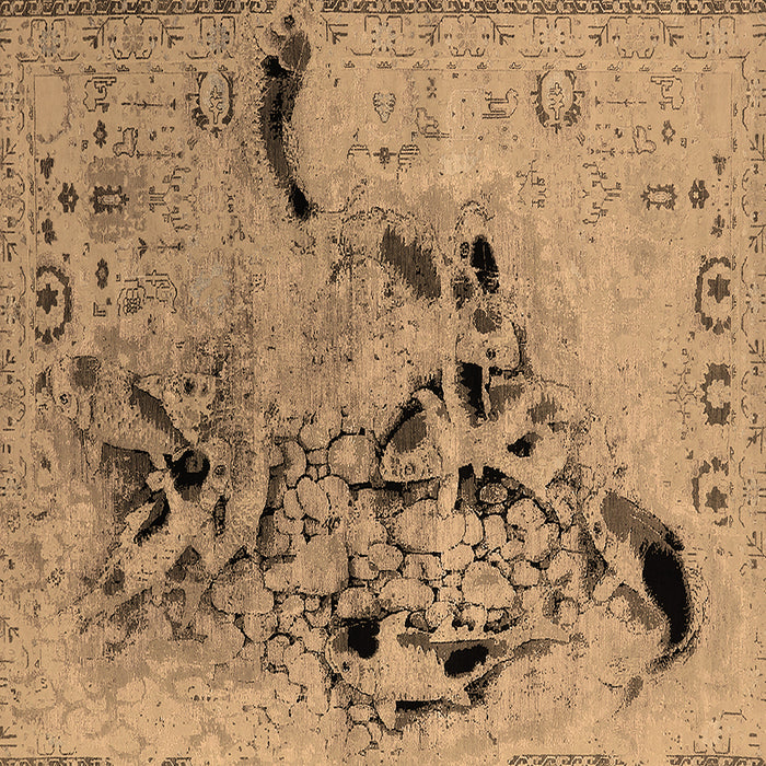 Square Machine Washable Oriental Brown Industrial Rug, wshurb2830brn