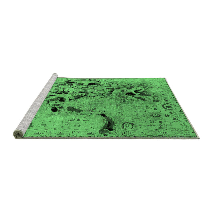 Sideview of Machine Washable Oriental Emerald Green Industrial Area Rugs, wshurb2830emgrn