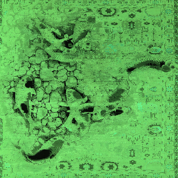 Square Machine Washable Oriental Green Industrial Area Rugs, wshurb2830grn