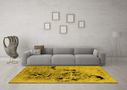 Machine Washable Oriental Yellow Industrial Rug in a Living Room, wshurb2830yw