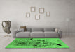 Machine Washable Oriental Green Industrial Area Rugs in a Living Room,, wshurb2830grn