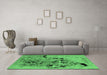 Machine Washable Oriental Emerald Green Industrial Area Rugs in a Living Room,, wshurb2830emgrn