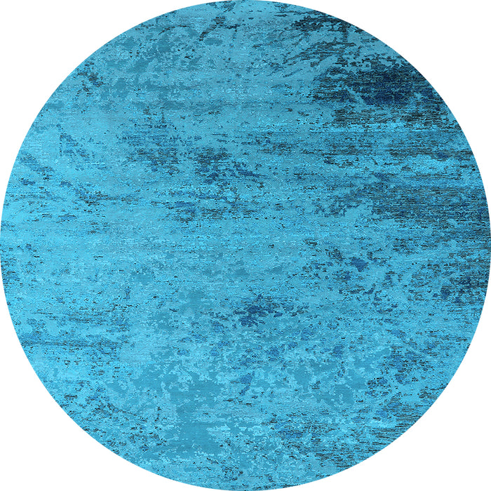 Round Machine Washable Oriental Light Blue Industrial Rug, wshurb2831lblu