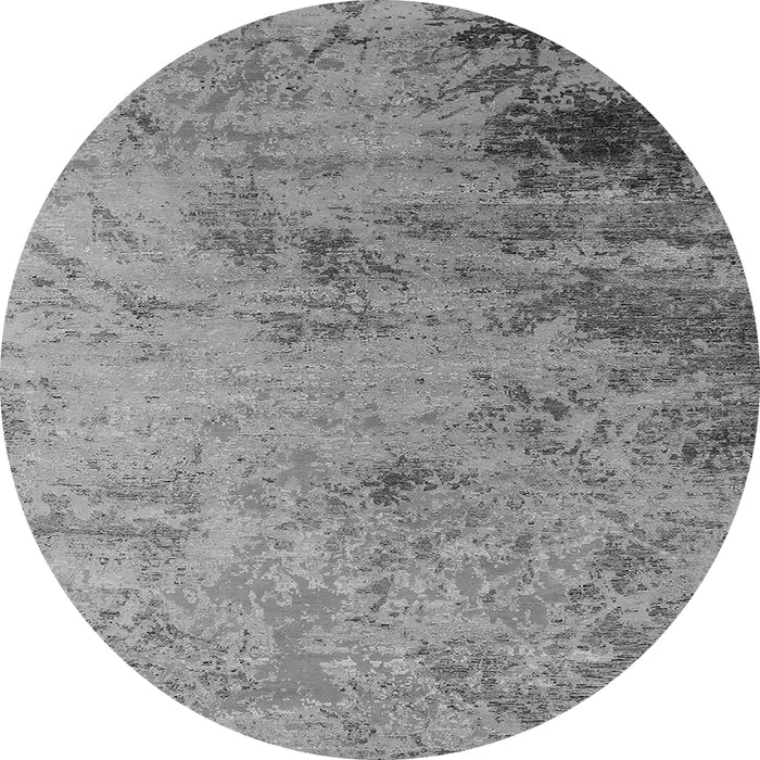 Round Machine Washable Oriental Gray Industrial Rug, wshurb2831gry