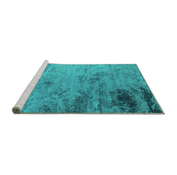Sideview of Machine Washable Oriental Turquoise Industrial Area Rugs, wshurb2831turq