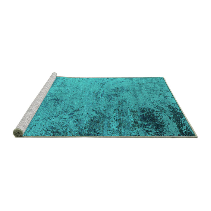 Sideview of Machine Washable Oriental Turquoise Industrial Area Rugs, wshurb2831turq