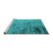 Sideview of Machine Washable Oriental Turquoise Industrial Area Rugs, wshurb2831turq