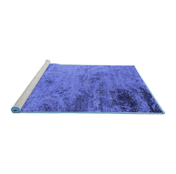 Sideview of Machine Washable Oriental Blue Industrial Rug, wshurb2831blu