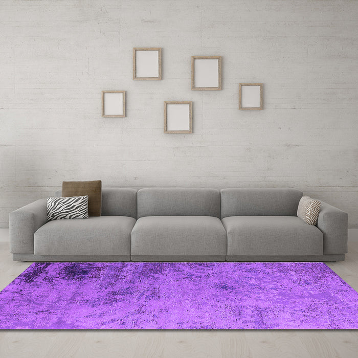 Machine Washable Oriental Purple Industrial Area Rugs in a Living Room, wshurb2831pur