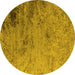 Round Machine Washable Oriental Yellow Industrial Rug, wshurb2831yw