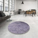 Round Mid-Century Modern Purple Oriental Rug in a Office, urb2831