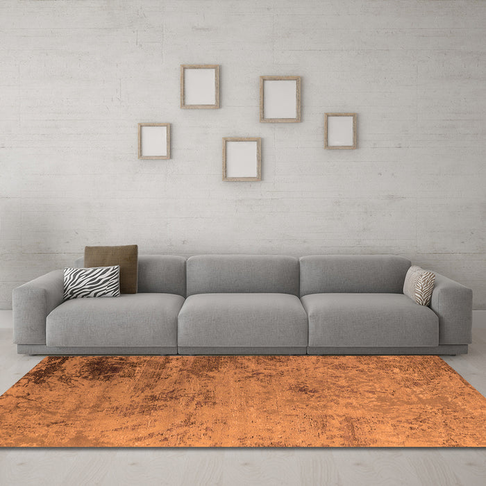 Machine Washable Oriental Orange Industrial Area Rugs in a Living Room, wshurb2831org