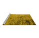 Sideview of Machine Washable Oriental Yellow Industrial Rug, wshurb2831yw