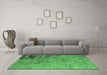 Machine Washable Oriental Emerald Green Industrial Area Rugs in a Living Room,, wshurb2831emgrn