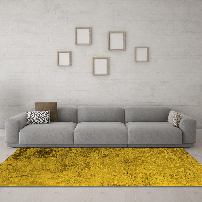 Machine Washable Oriental Yellow Industrial Rug in a Living Room, wshurb2831yw