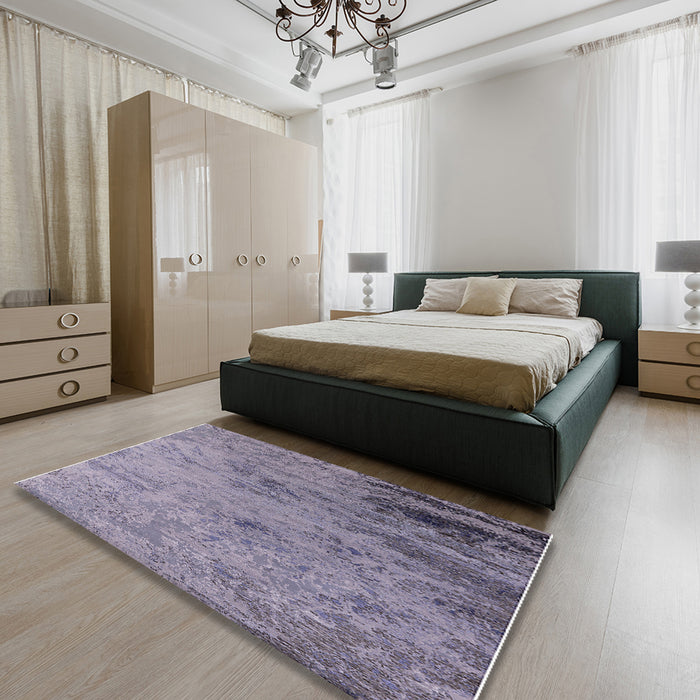 Mid-Century Modern Purple Oriental Rug in a Bedroom, urb2831