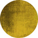 Round Oriental Yellow Industrial Rug, urb2832yw