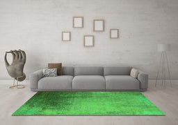 Machine Washable Oriental Green Industrial Area Rugs in a Living Room,, wshurb2832grn