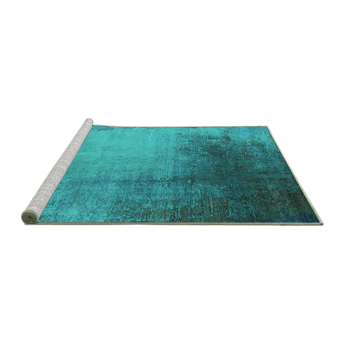 Sideview of Machine Washable Oriental Turquoise Industrial Area Rugs, wshurb2832turq