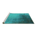 Sideview of Machine Washable Oriental Turquoise Industrial Area Rugs, wshurb2832turq