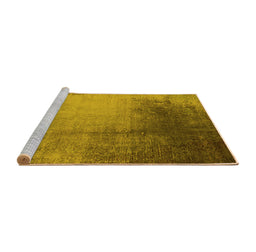 Sideview of Machine Washable Oriental Yellow Industrial Rug, wshurb2832yw