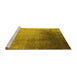 Sideview of Machine Washable Oriental Yellow Industrial Rug, wshurb2832yw