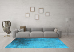 Machine Washable Oriental Light Blue Industrial Rug in a Living Room, wshurb2832lblu