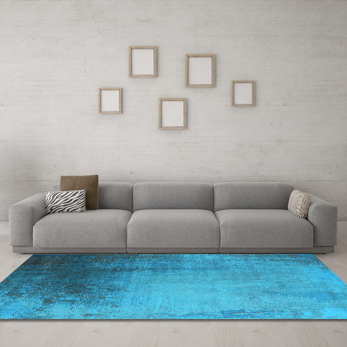 Machine Washable Oriental Light Blue Industrial Rug in a Living Room, wshurb2832lblu