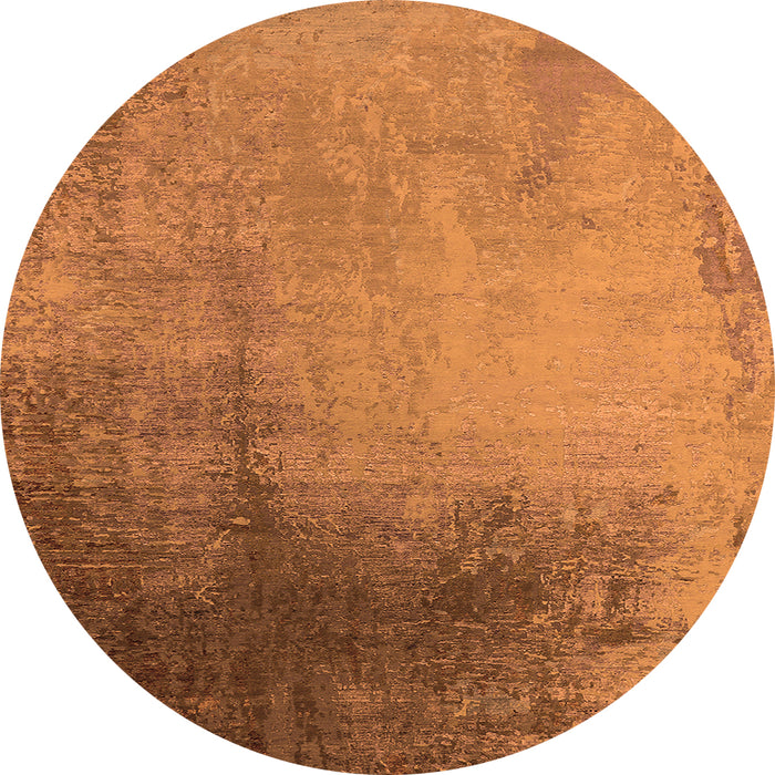 Round Machine Washable Oriental Orange Industrial Area Rugs, wshurb2832org
