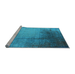 Sideview of Machine Washable Oriental Light Blue Industrial Rug, wshurb2832lblu