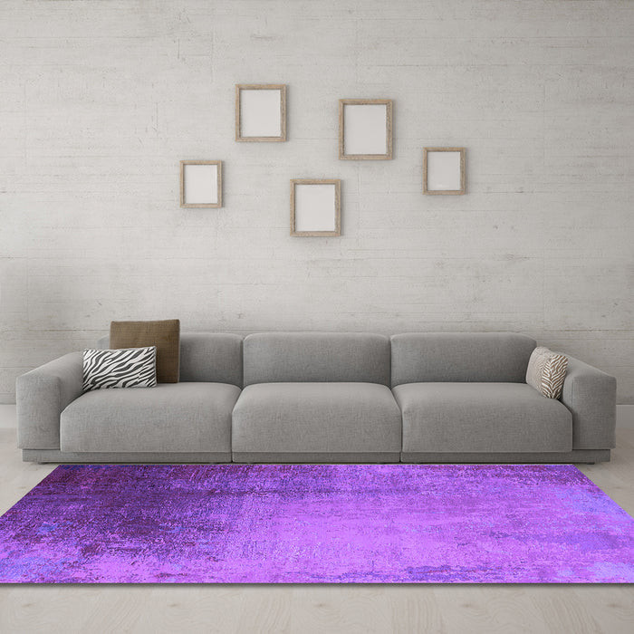 Machine Washable Oriental Purple Industrial Area Rugs in a Living Room, wshurb2832pur