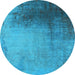 Round Oriental Light Blue Industrial Rug, urb2832lblu