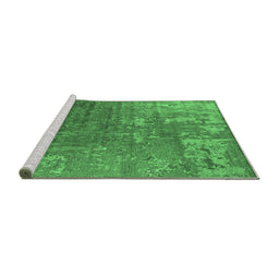 Sideview of Machine Washable Oriental Emerald Green Industrial Area Rugs, wshurb2833emgrn