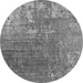 Round Oriental Gray Industrial Rug, urb2833gry