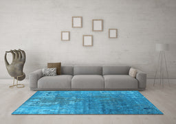 Machine Washable Oriental Light Blue Industrial Rug in a Living Room, wshurb2833lblu