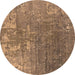 Round Oriental Brown Industrial Rug, urb2833brn