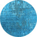 Round Oriental Light Blue Industrial Rug, urb2833lblu