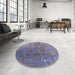 Round Mid-Century Modern Purple Oriental Rug in a Office, urb2833