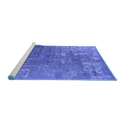 Sideview of Machine Washable Oriental Blue Industrial Rug, wshurb2833blu
