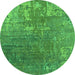 Round Oriental Green Industrial Rug, urb2833grn