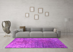 Machine Washable Oriental Pink Industrial Rug in a Living Room, wshurb2833pnk